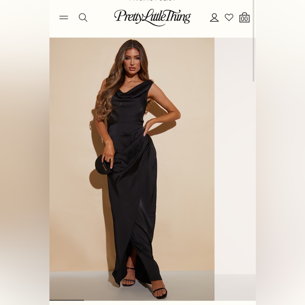PrettyLittleThing Satin Black Maxi Dress